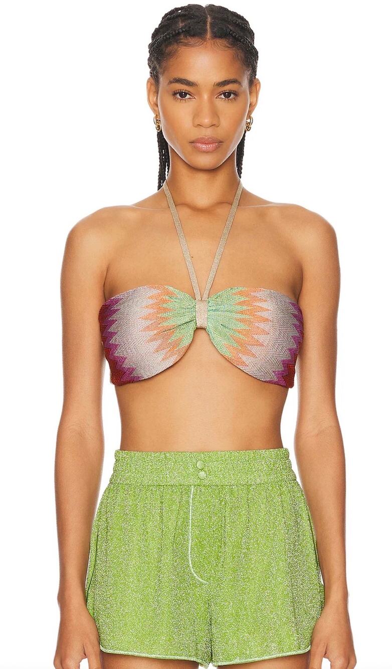 Alexis Womens Annaliese Crop Halter Top in Multi Color XS